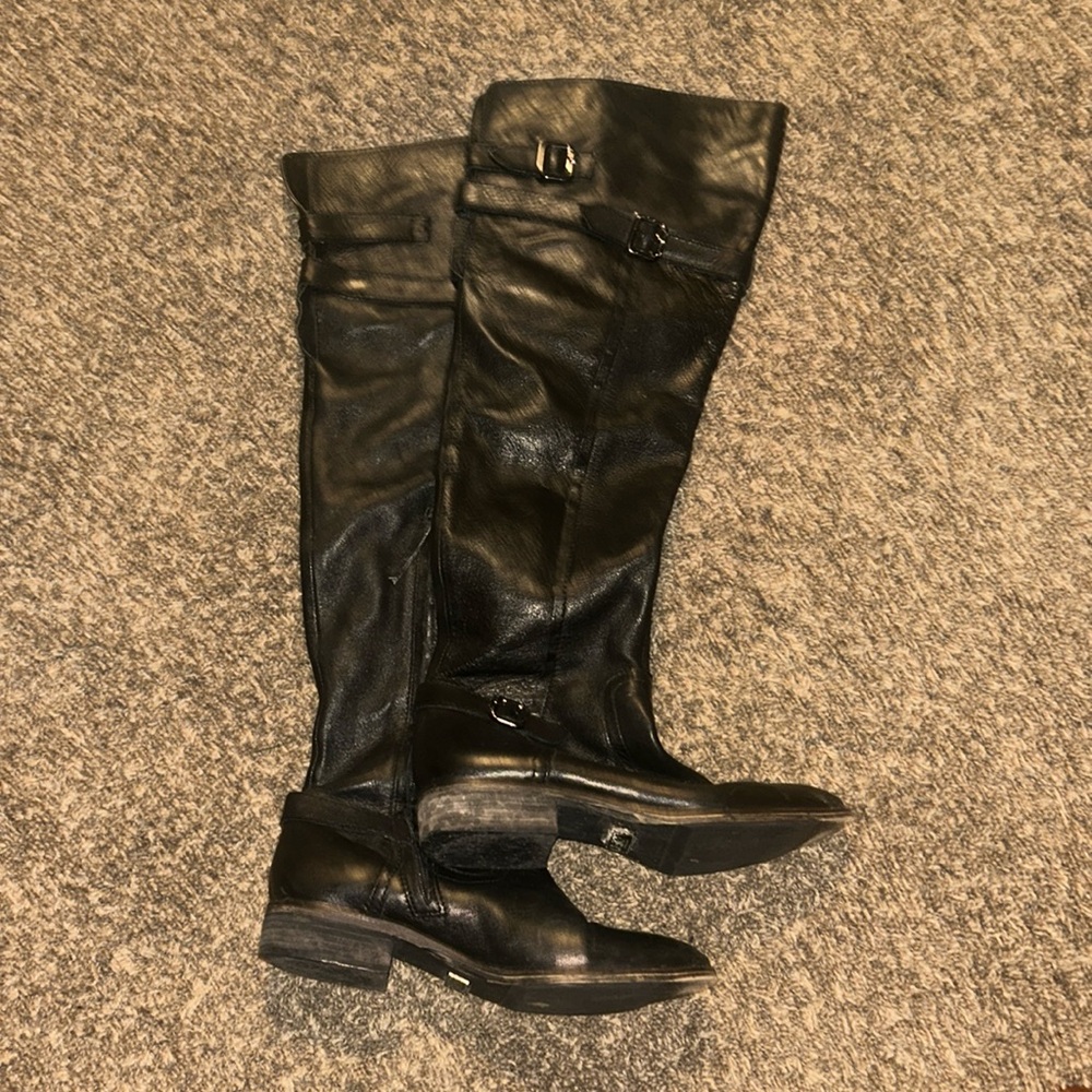 Ann Taylor Loft over the knee leather black boots